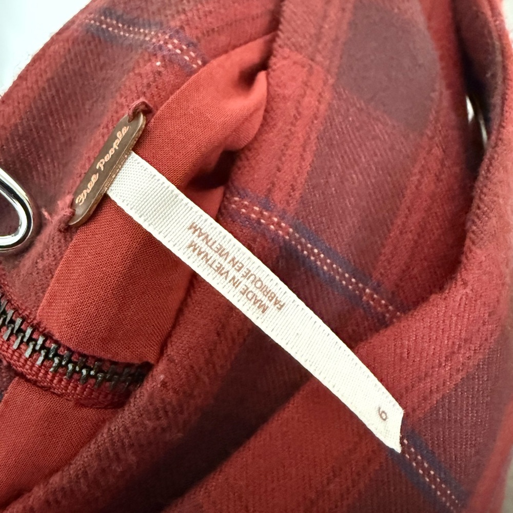 Free People Red Plaid Wrap Mini Skirt - Picture 3 of 4
